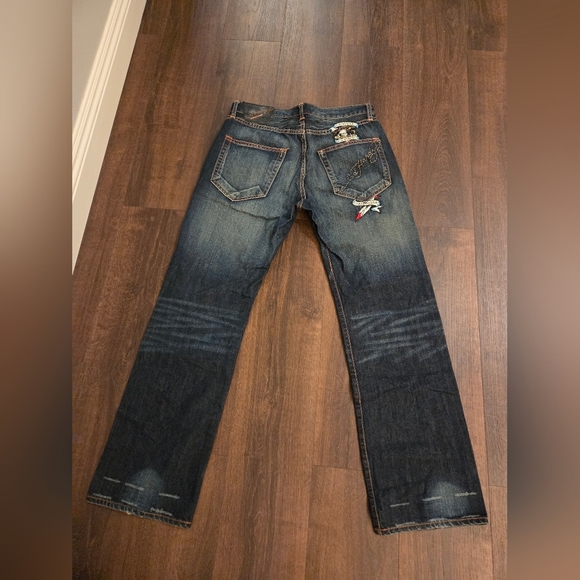 Vintage Ed Hardy Jeans 2000'S Y2K Death Before Dishonor Baggy Denim RARE - Picture 6 of 11